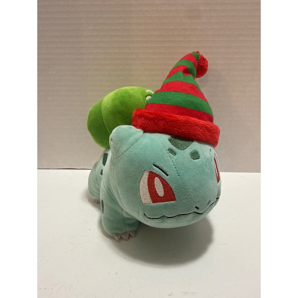 Pokemon Center Bulbasaur Christmas Plush 8 Inch Holiday Striped Santa Hat 2023